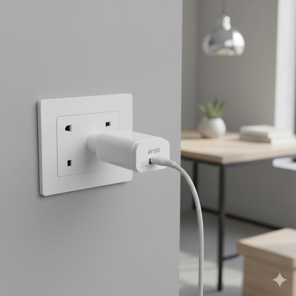 ERD 33W fast charger charging Android and iPhone simultaneously