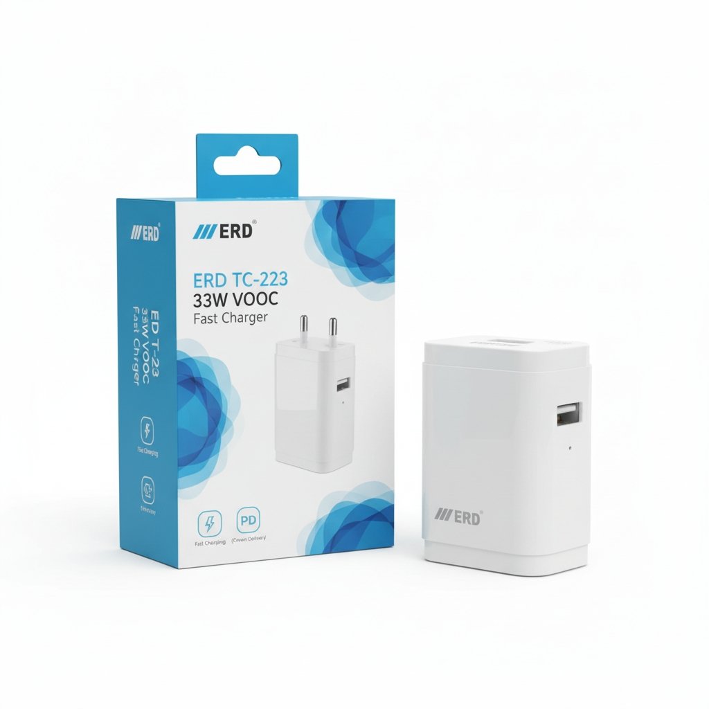 ERD 33W VOOC fast charger displayed with packaging box